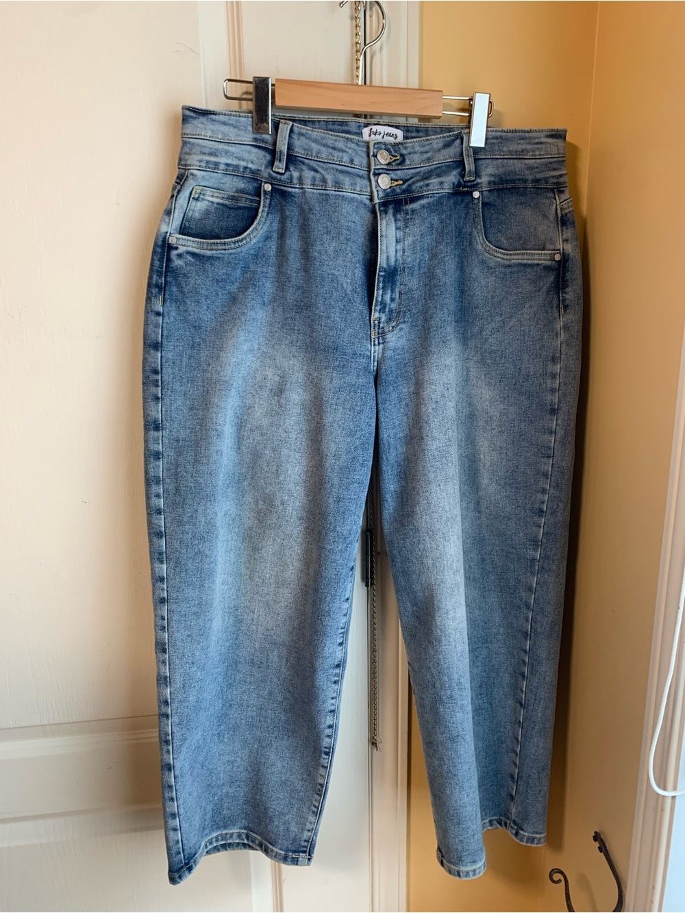 High-Rise Light Wash Wide Leg Jeans - Picture 1 of 7